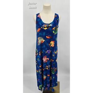 Vintage 90's Jostar Made in USA Tropical All Over Oceanic Fish Tank Dress